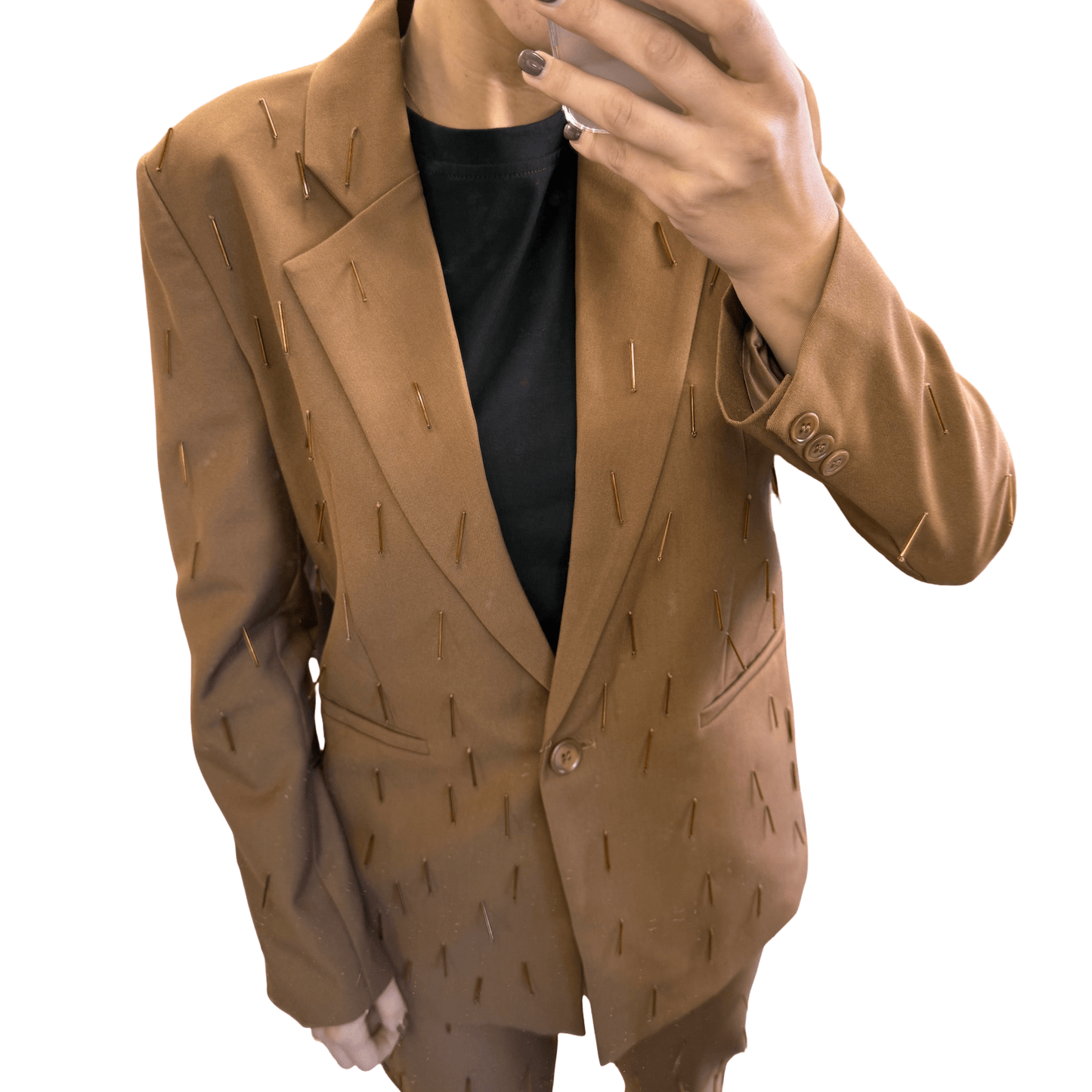 Elegantno Smeđe Žensko Odijelo s Uzorkom - AMBER STORE