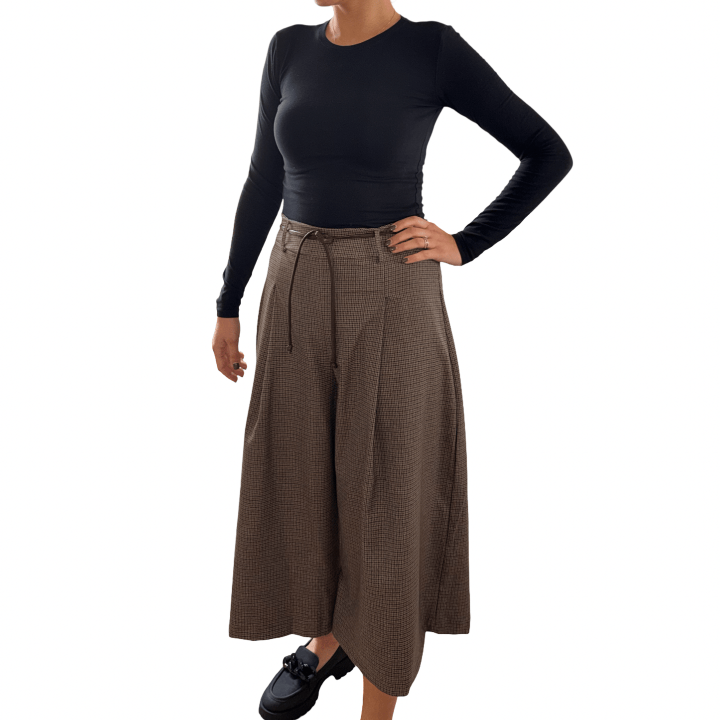 Karirane hlače širokog kroja – Udoban i trendi izgled - AMBER STORE