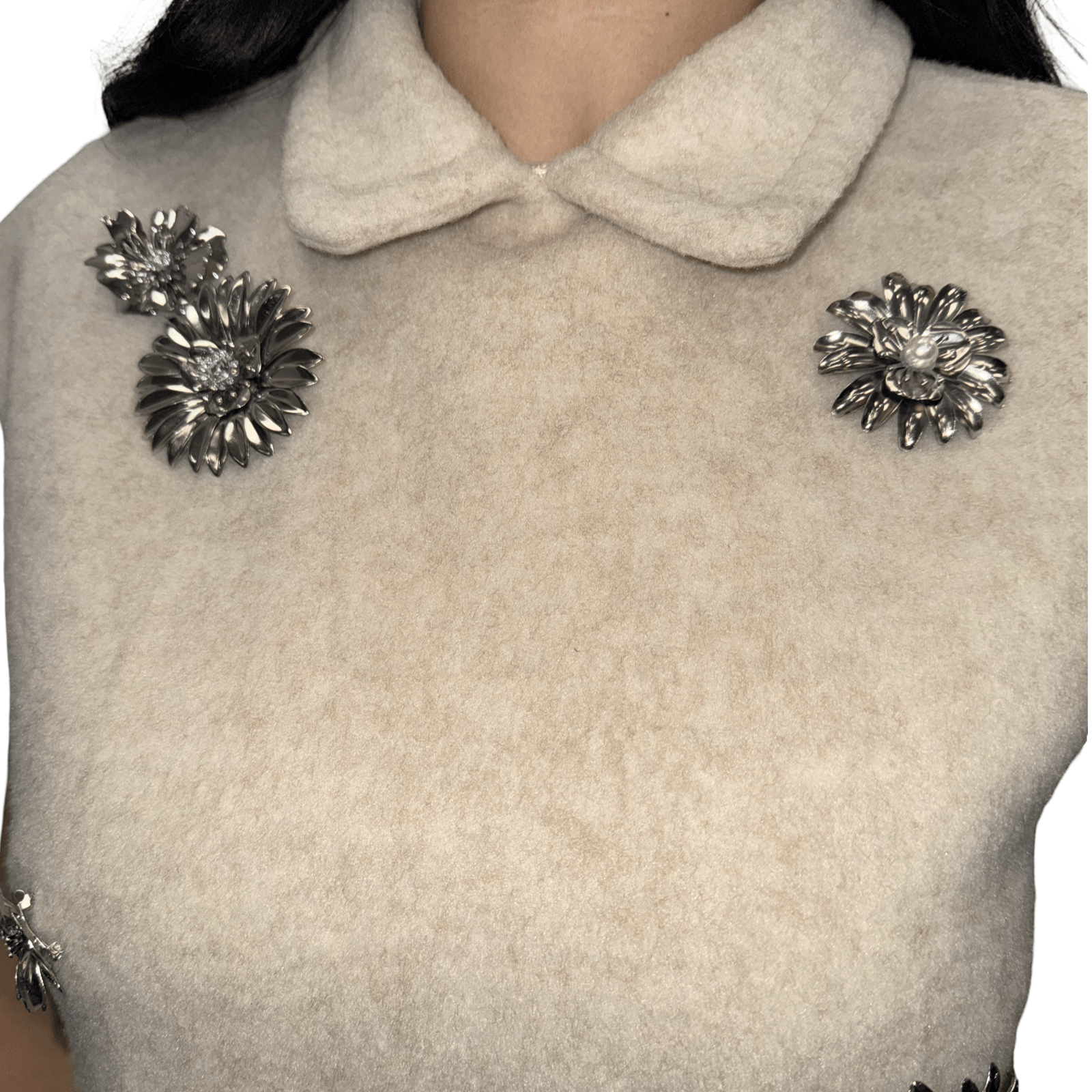 Bez mini haljina s kristalnim detaljima i retro kragnom - AMBER STORE