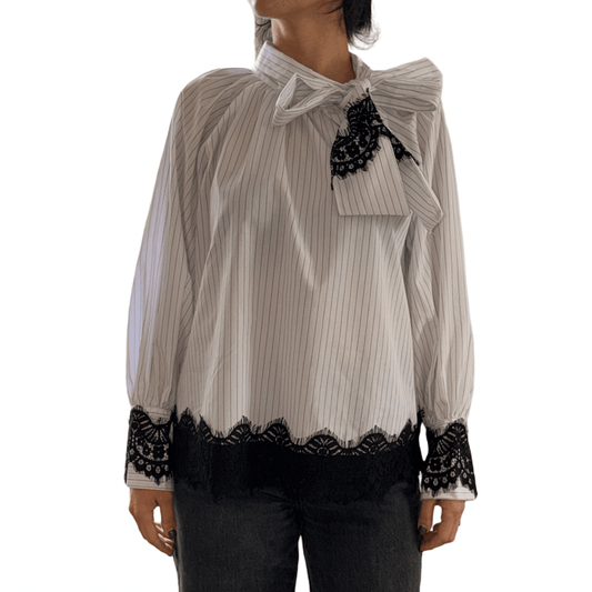 Košulja s čipkom na krajevima i rukavima – Elegantan i profinjen stil - AMBER STORE