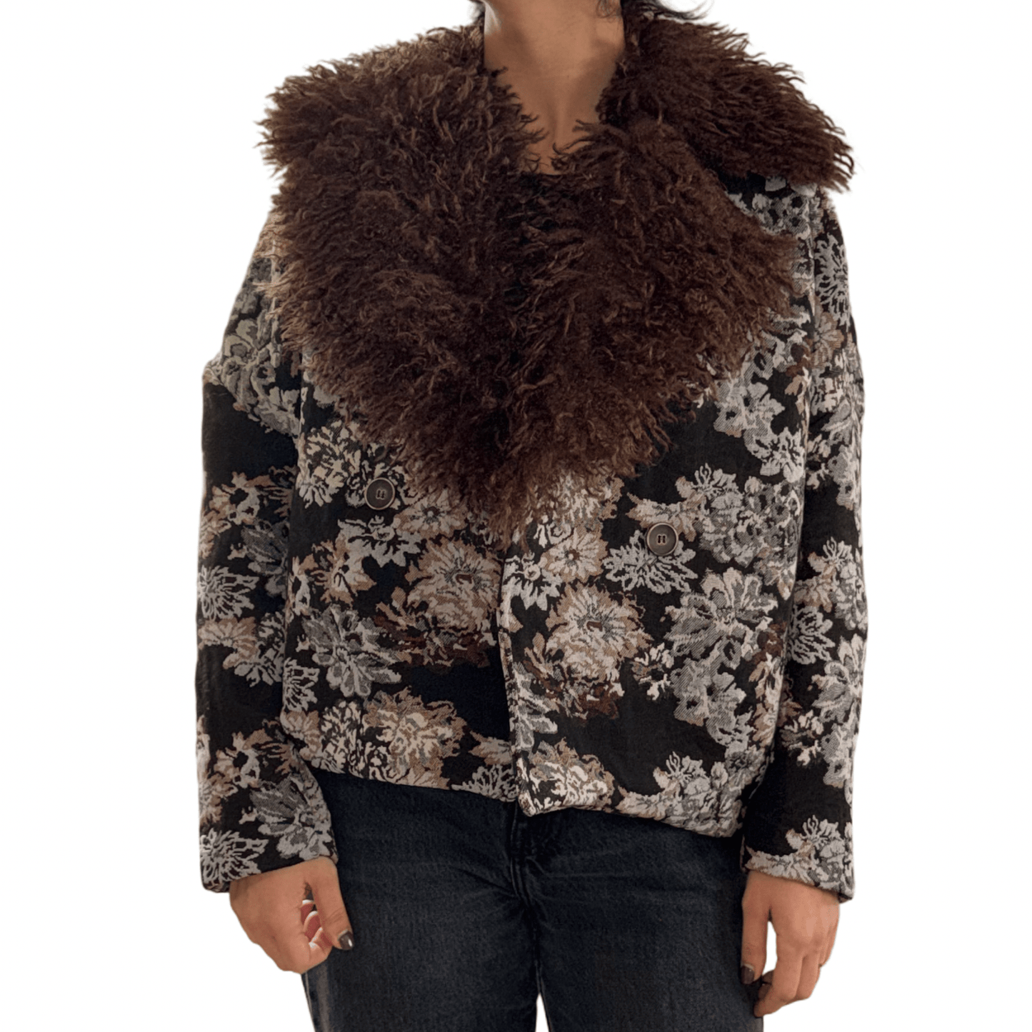 Šarena jakna/kaput s krznom na ovratniku – Topla i stylish - AMBER STORE