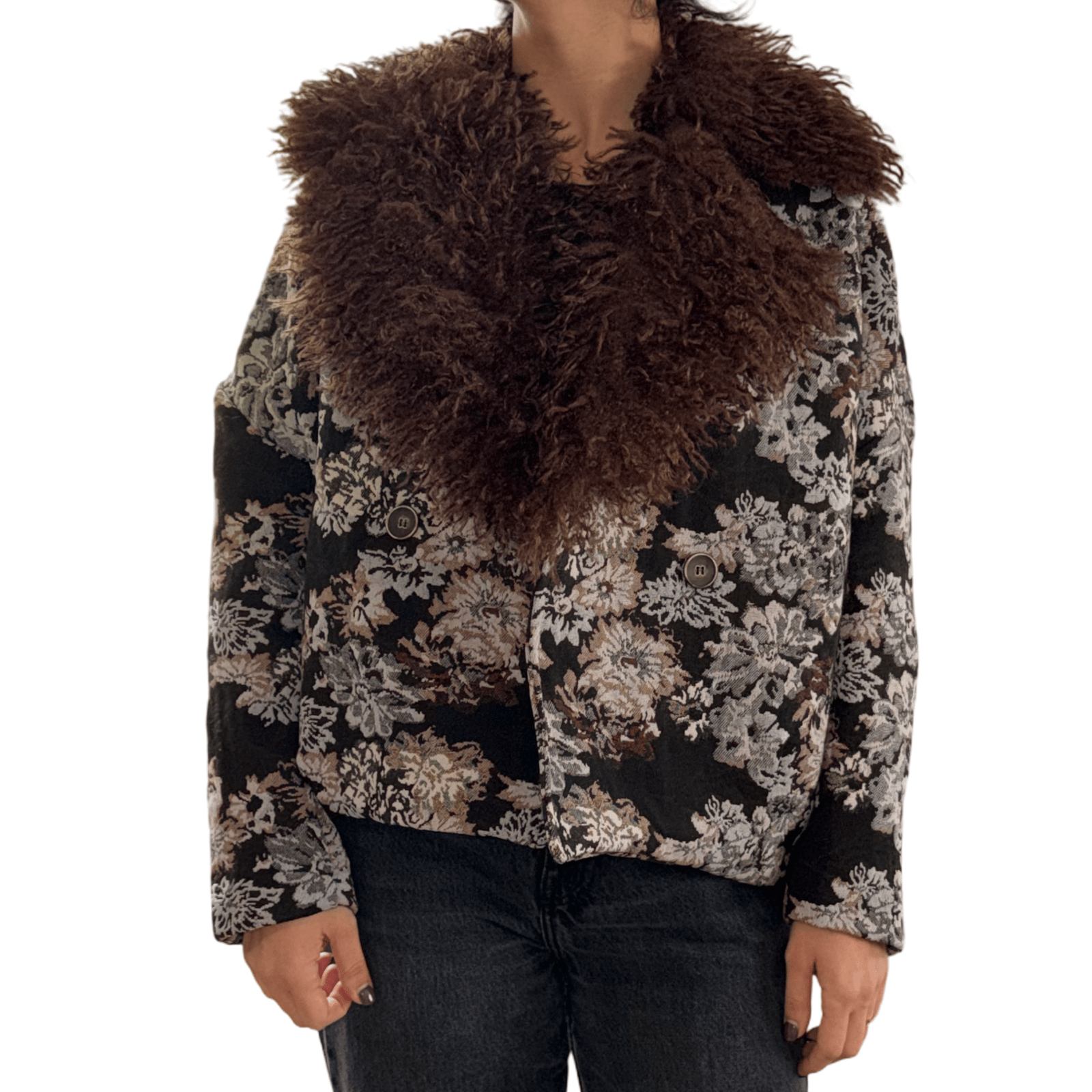 Šarena jakna/kaput s krznom na ovratniku – Topla i stylish - AMBER STORE