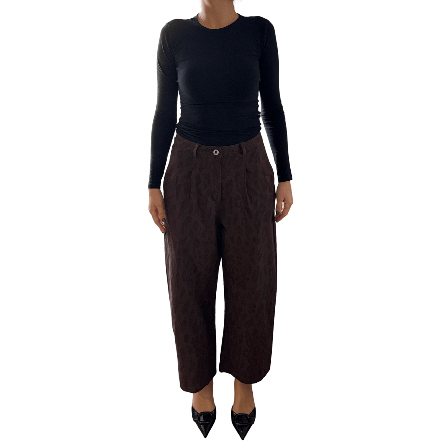 Smeđe hlače s tigrastim uzorkom – Drzak i modni statement - AMBER STORE