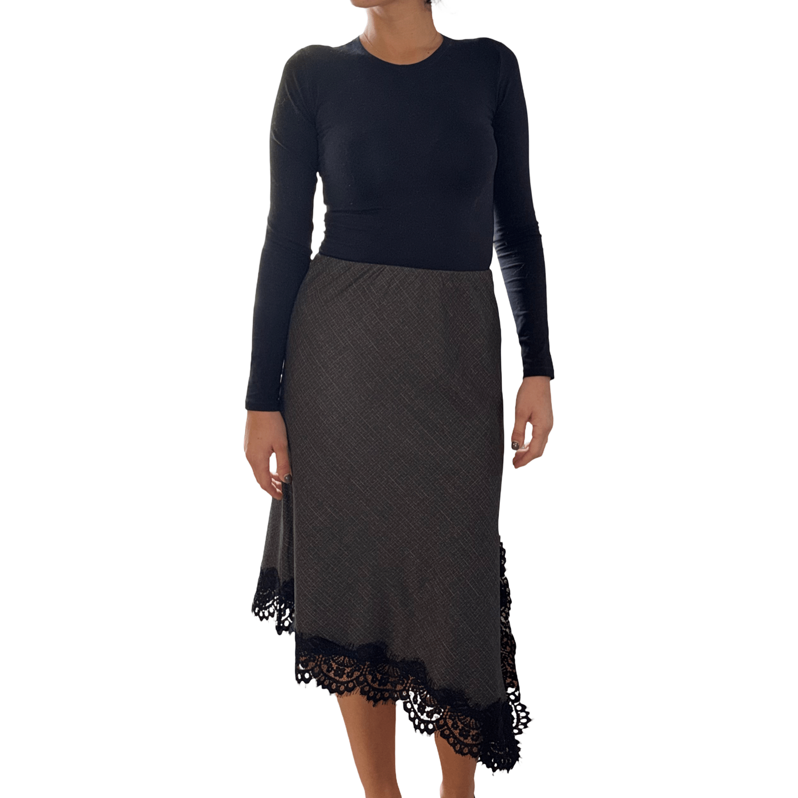 Suknja s čipkom na krajevima – Asimetrični elegantni kroj - AMBER STORE