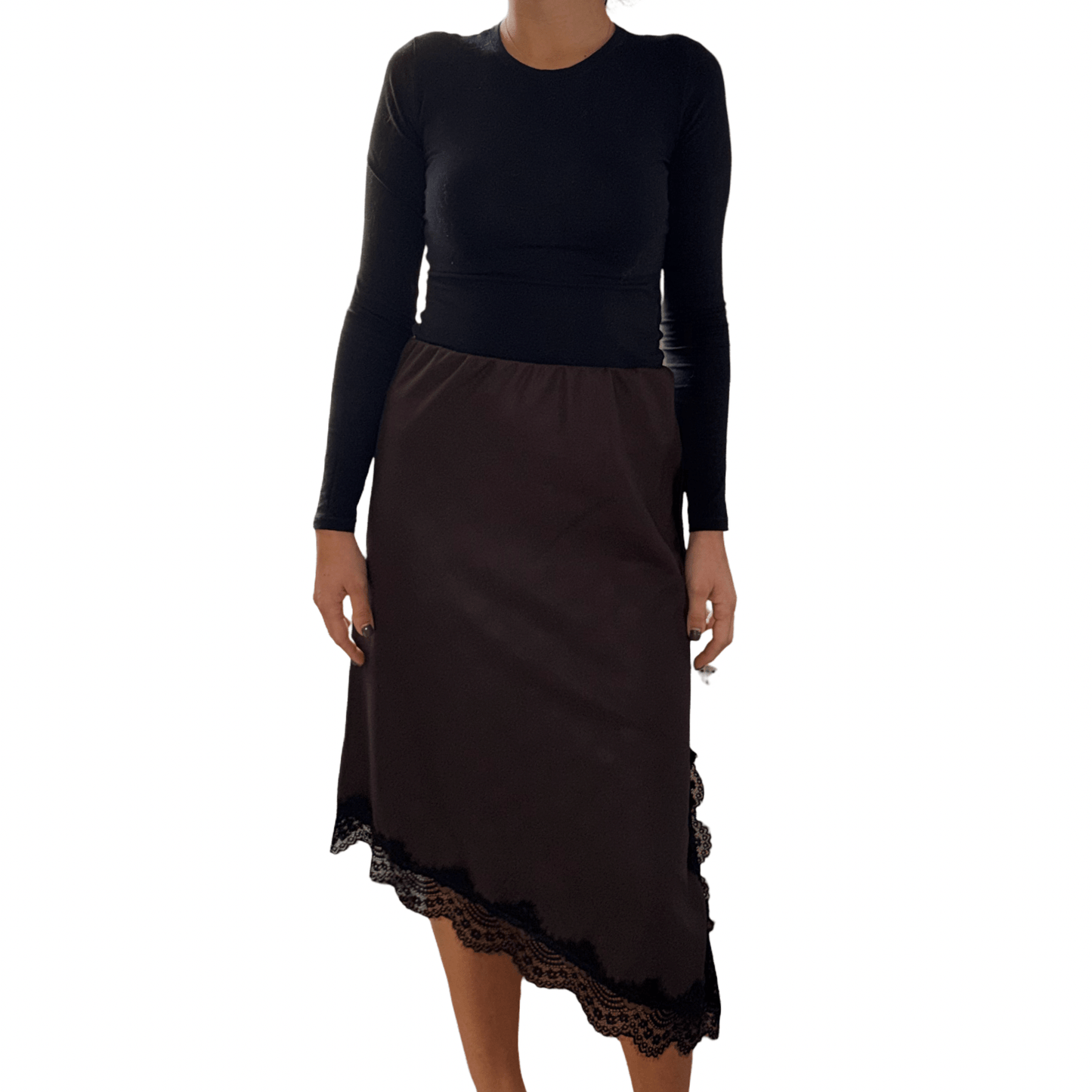 Suknja s čipkom na krajevima – Asimetrični elegantni kroj - AMBER STORE