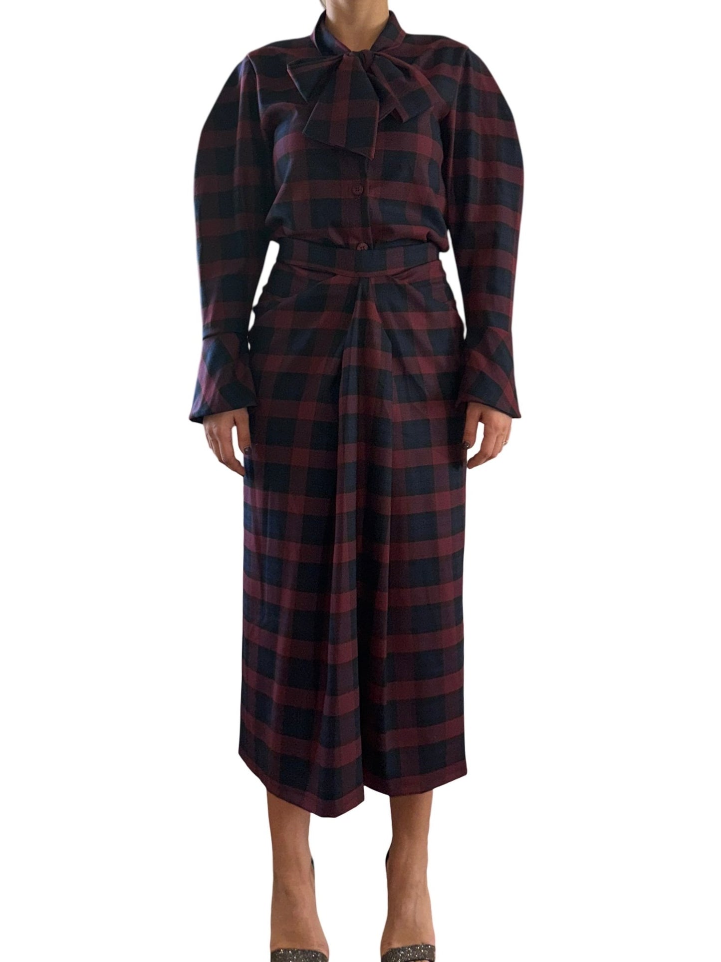 Trendi karirani komplet – košulja i suknja - AMBER STORE